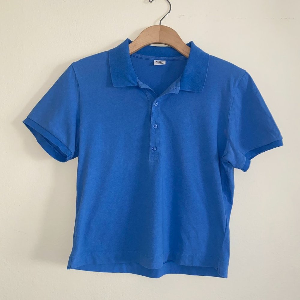 Aritzia Blue Polo Top Women's L